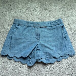 J. Crew Light Blue Scallop Hem Jean Shorts